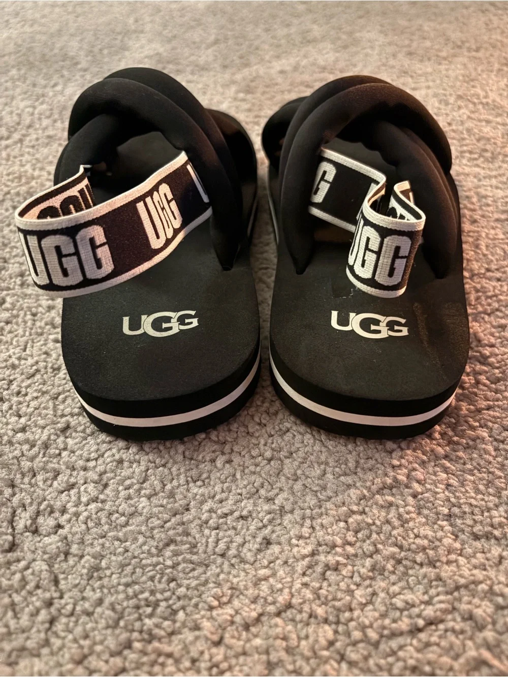 UGG Kids Black Crisscross Slide Sandals with Branded Elastic Backstrap